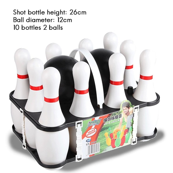 1 sett bowlingsett og voksne 2 ball med 10 pinner for familie barn og voksne Bakgårdskegler[HK] White