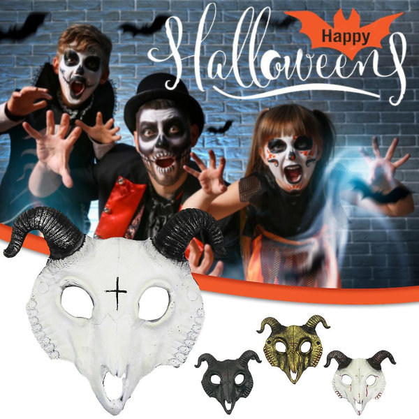 Halloween Crossed Print Scary Sheep Mask Durable Unique Costume Accessories for Party Activity[HkkK] Glod