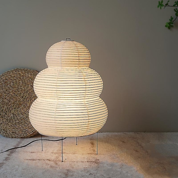 Japansk Kreativ Stativ Gulvlampe Soveværelse Sengebord Skrivebord hvidt rispapir Bordlampe Hjem Hotel Loftsbelysning Deco Standlight[hk] UK Plug Print Lamp