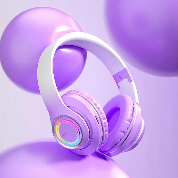 Udsalg Edition Gradient Farvede Lysende Bluetooth Hovedtelefoner, Populære Trådløse Gaming Hovedtelefoner[HK]
