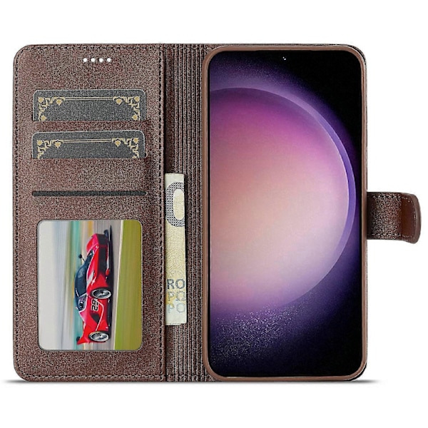 LC.IMEEKE For Samsung Galaxy S25 Deksel Kalveskinntekstur PU Lær Stativ Lommebok Telefondeksel - Grå[HK] Brown Multicolor