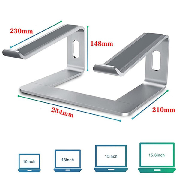 Aluminium Stativ til Bærbar Computer Stativ til Skrivebord Sølv([HK])