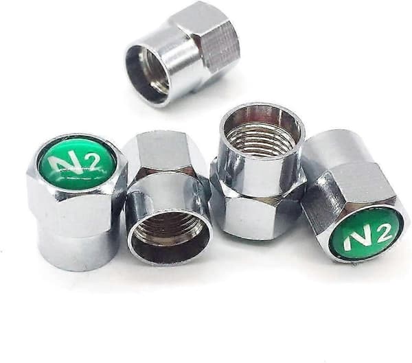 20-pack krompläterade däckventilhattar i mässing med N2 kvävelogotyp [HK]