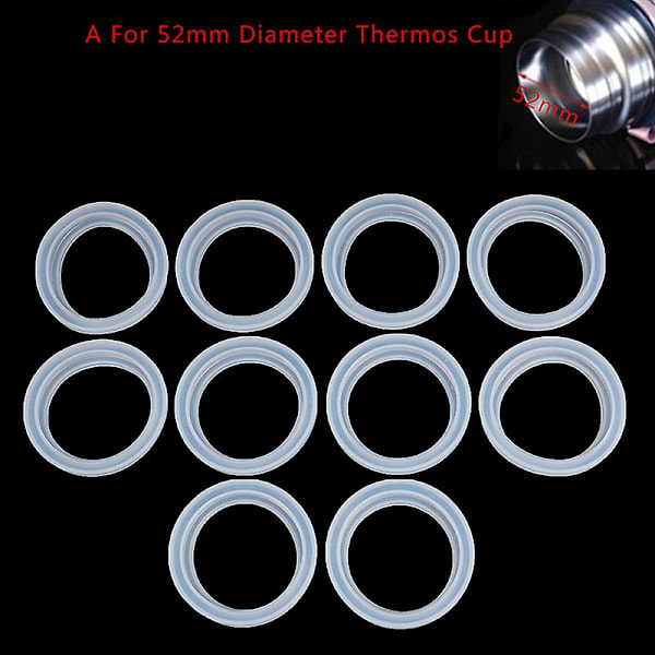 10 st Tätnings O-ring För 4,5cm 5,2cm Vakuumflasklock Propp Termosmugg Lock[HK] A Clear