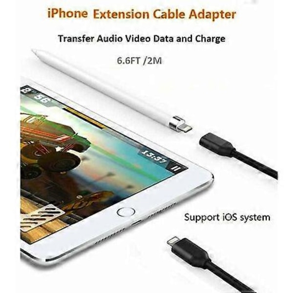 Lightning-kaapelin jatkojohto 1 m iPhone iPadille, Apple MFi -sertifioitu iPhone-jatkojohto naaras-urosliittimellä, tukee ääni-, video- ja musiikkisiirtoa [HK]