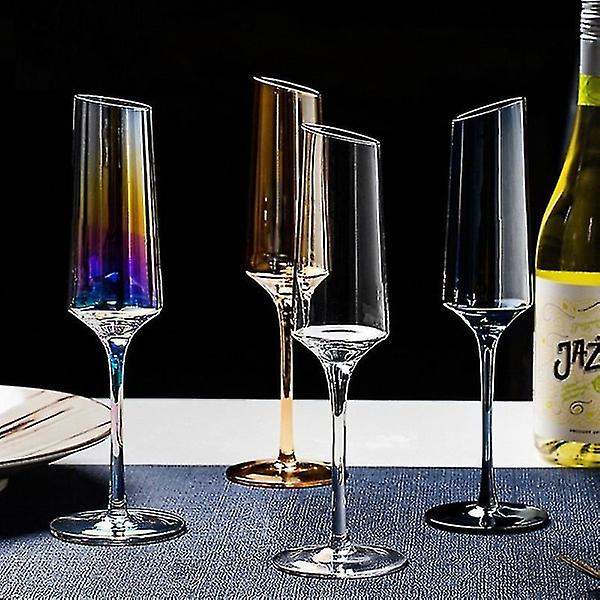 HK Creative Red Wine Champagne Glas Blyfritt Glas Transparent Smoke Grey Amber Glass Colorful 185ML
