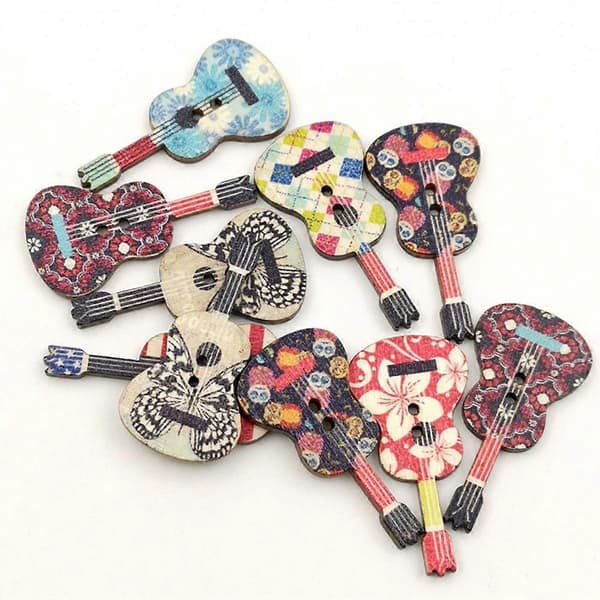 Träknappar Sytillbehör med Gitarr-mönster för Sömnad 2-pack[HK]