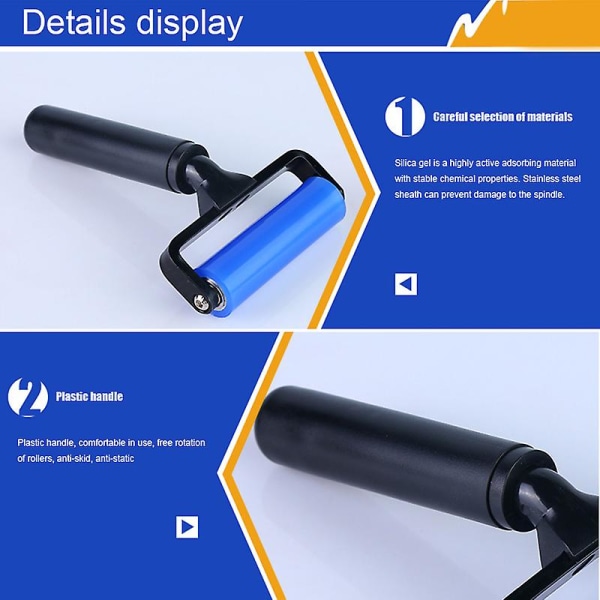 Lim Silikon Gummi Paste Roller Wheel Roller Antistatisk støvfjerningsrulle med svart plasthåndtak for pcb Lcd Smt[HkkK] 4 Inches