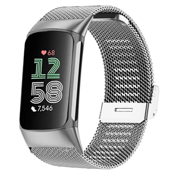 Til Fitbit Charge 6/5 Milanese Mesh Urremme Udskiftningsurremme[HK] Style B Fitbit Charge 6 Silver