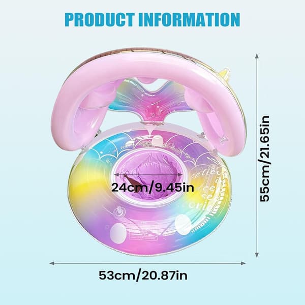 Pool Float til Børn, Oppustelig Flydering med Kaleche, Rørlegetøj til Drenge Piger, Have, Baghave, Gårdhave, Terrasse, Strand, Sommer S[HK] Pink