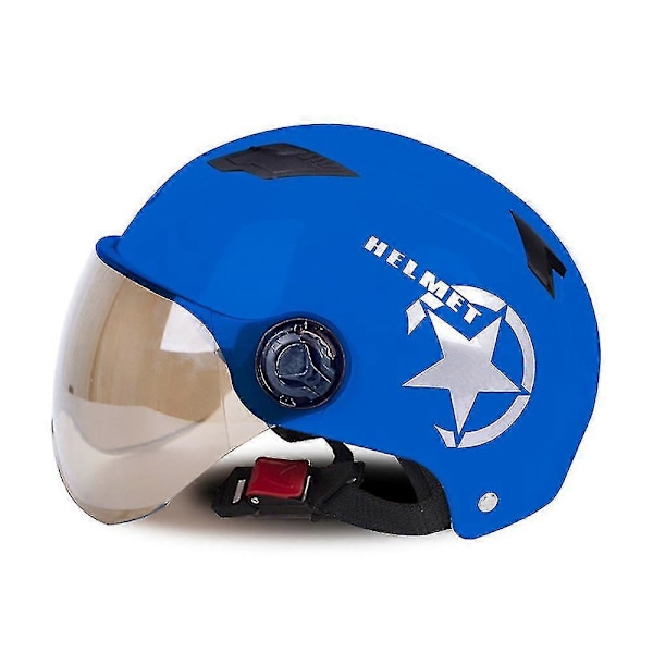 Elektrisk Motorsykkelhjelm Scooter Sykkel Åpen Halvhjelm Baseball Caps Anti-UV Sikkerhetshjelm Justerbar [HK] Blue