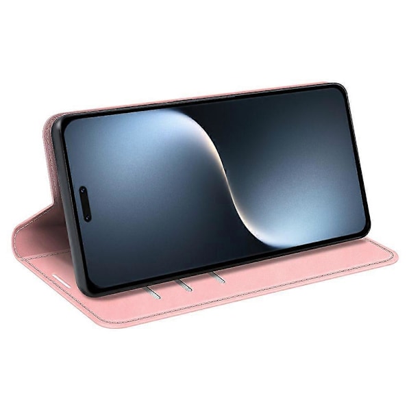 För Honor Magic7 Pro 5G Fodral Skin-Touch Läder Plånbok Telefonfodral [HK] Pink