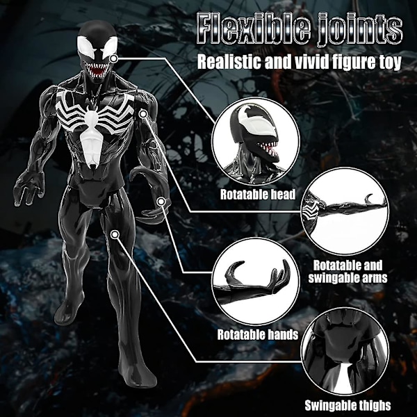 Marvel Venom Bevegelig Actionfigur, Poserbar Lekefigur Venom Samleobjekt Dukkegave Til Barn Fans