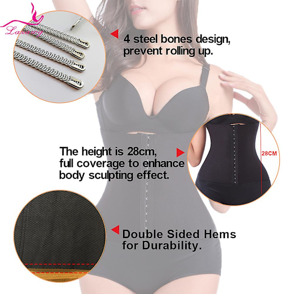 Lazawg Kvindernes Taljetræner Body Shapers Slank Tummy Control Bælte Talje Cincher Korset Mave Postnatal Bandage[HK] SF3608-B L