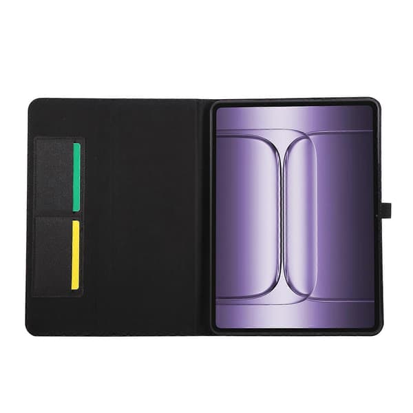 Etui til OnePlus Pad 3 med stativ, kortholder, stoftekstur, læder tabletbeskyttelse sort[HK]