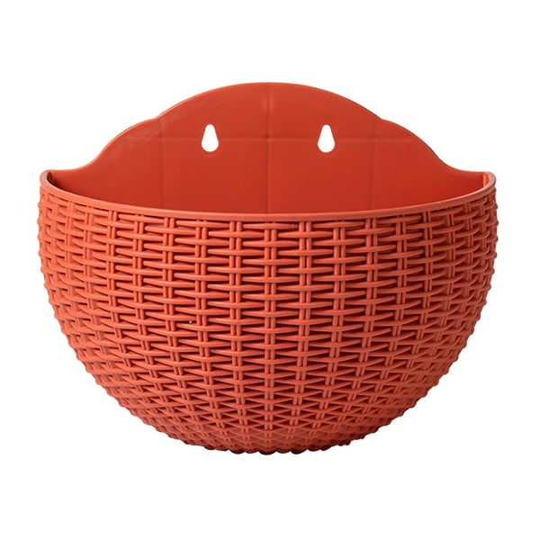 Seinälle kiinnitettävä kukkaruukku Kukkaruukku Lahja Parveke Puolipyöreä Sisä- ja ulkokäyttöön Koti Sisustus Riippuva Eurooppalainen Tyyli Maljakko[HkkK] Brick red small  size