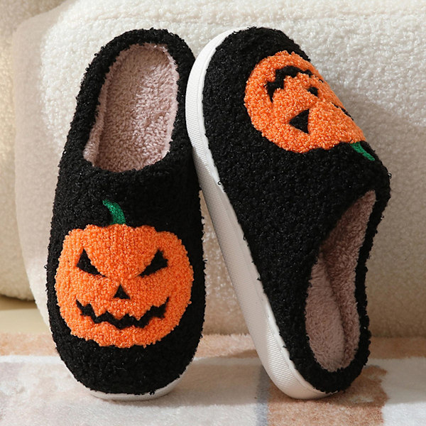 Halloween Pumpkin Slippers For Women Men Soft Plush Cozy Slippers Indoor Outdoor Shoes For Women Men Halloween Gift For Lovers[HK]