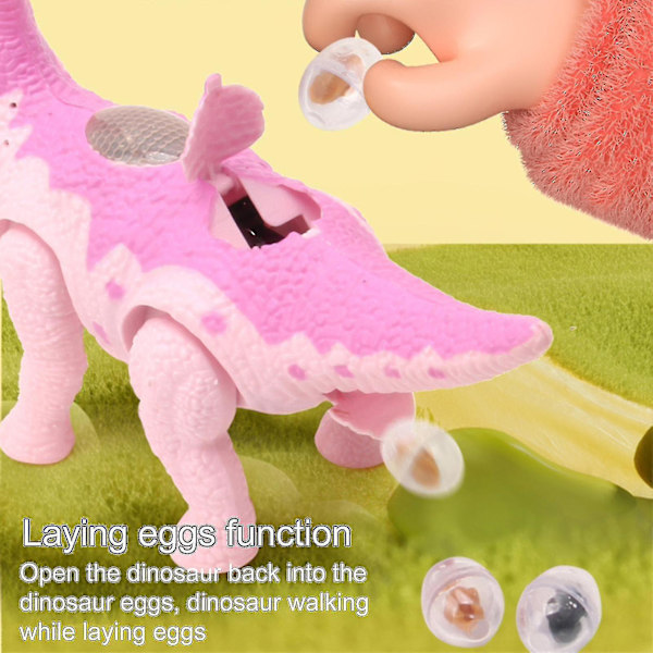 Simuleringsvandring Lägger Ägg Interaktiv Dinosaurie Modell Leksak Med Ljus Elektrisk Dinosaurie Leksak Luminescerande Projektion[HK] Pink