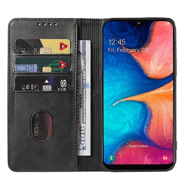 Magnetiskt Läderfodral för Samsung Galaxy A20e [HK] Black