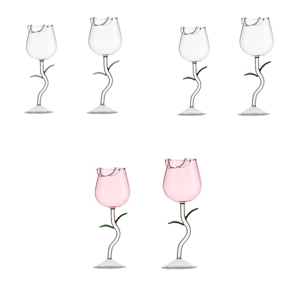 Rose Flower Vinglas, Kreativt Rødvinsglas Cocktail Juice Glas Til Fest Middag Bryllupsfestival[HkkK] Transparent 150ml