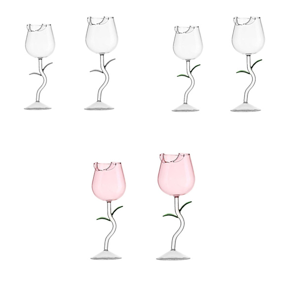 Ruusunmuotoiset Viinilasit, Luovat Punaviinilasit Cocktail-Mehulaseja Juhliin, Illalliseen, Hääjuhliin ja Festivaaleille [HkkK] Pink 150ml