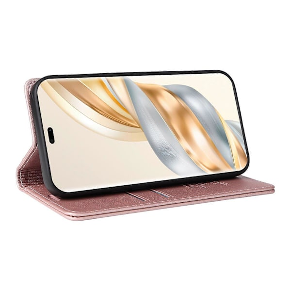Honor Magic7 Lite 5G/ X9c 5G Lompakkokotelo Korttipaikalla Jalustalla Nahkainen Puhelinkotelo [HK] Rose Gold