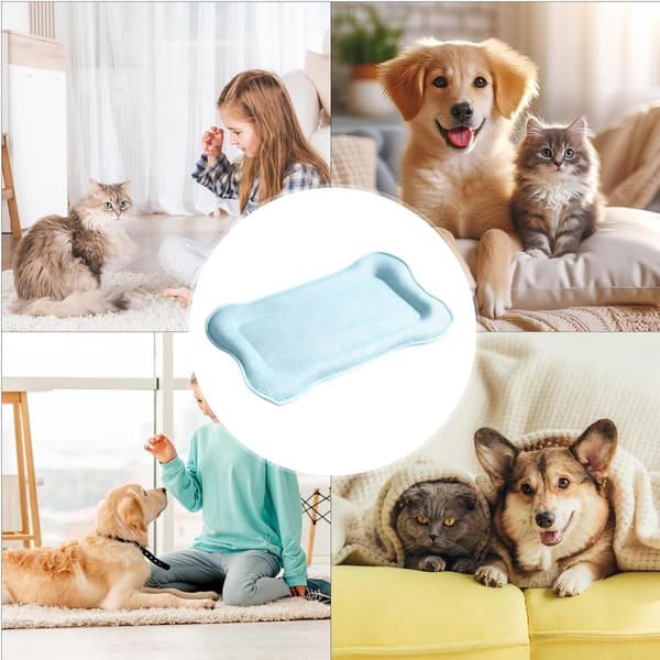 Hundekølemåtte - 42cmx58cm Vaskbare knogleformede kæledyrskøletæpper, kølemåtte til kæledyr, til indendørs udendørs balkon bilrejser [HK] Blue