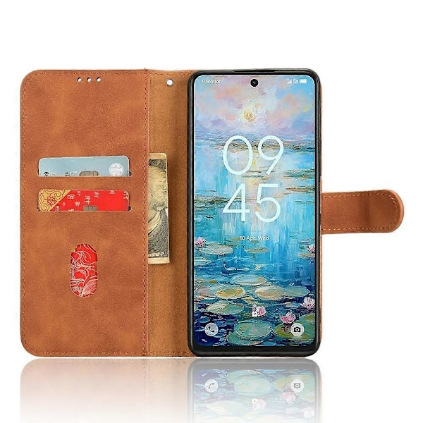 För TCL 50 NxtPaper 5G Läderfodral Skinnkänsla Anti-Fall Plånboksfodral - Grön[HK] Brown Multicolor