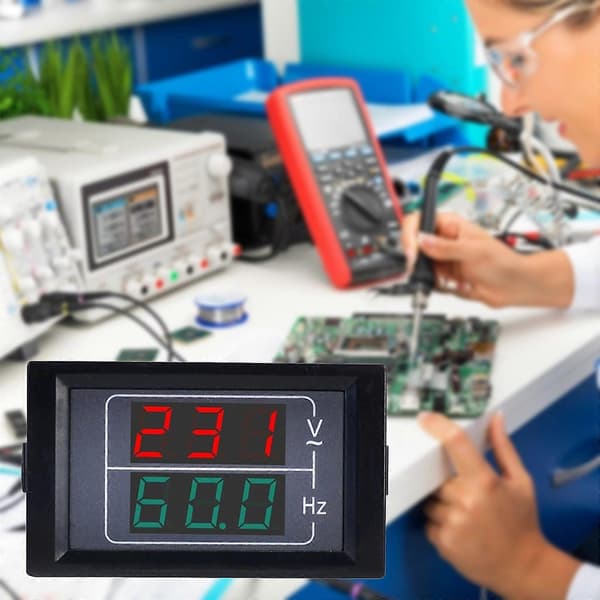 Digital AC Voltmeter Panel AC50-500V Frekvenstæller 10.0-99.9 Hz LED Display[HK]