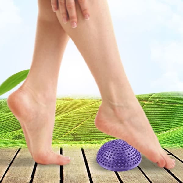 Halvkugleformet massagebold til fitnesstræning - 12 cm diameter, blød PVC, lilla [HK]
