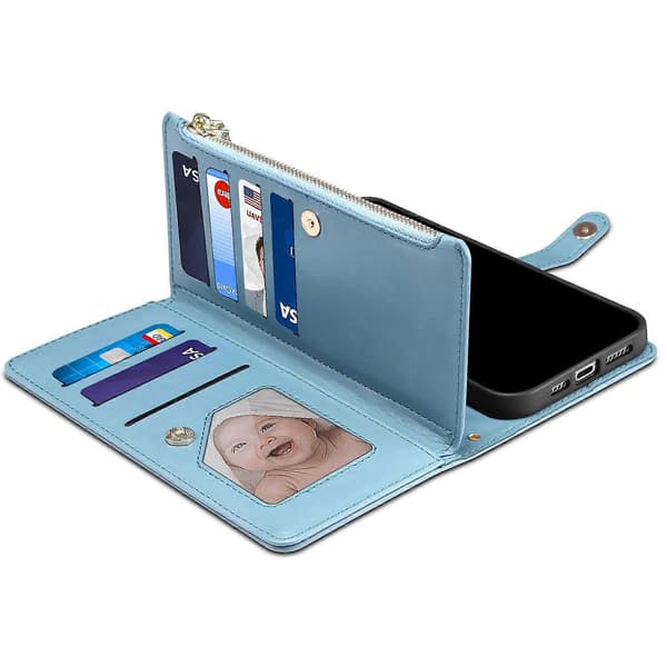 Galaxy S25 FE Läderfodral med Rem - RFID-blockerande Blå[HK] Blue Blue
