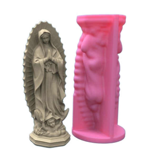 Gjør-det-selv 3d silikonform å lage aromaterapi stearinlys Jomfru Maria Skulptur Epoxy