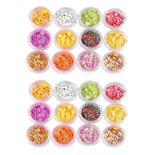 Frugtskive Negletilbehør til DIY Neglekunst 2 Sæt med Assorterede Farvedesigns [HK]