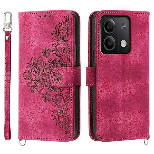 Läderfodral med 2 remmar för Xiaomi Redmi Note 13 5G/Note 13 5G (Kina) [HK] Wine Red