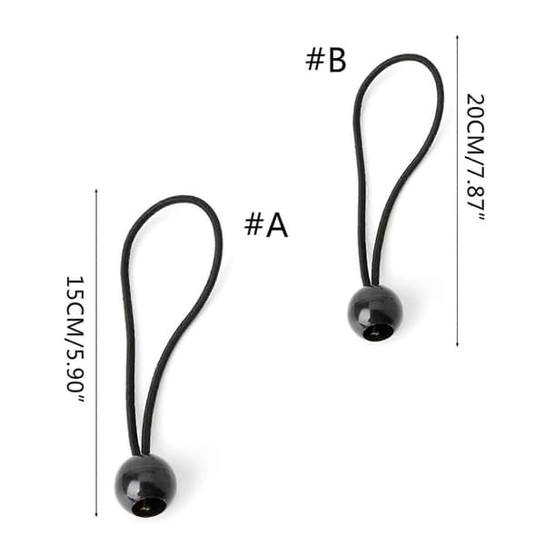 10 stk. sorte kugle-bungee-pakker, elastisk snor, fastgørelsesspænde [HK] 20cm