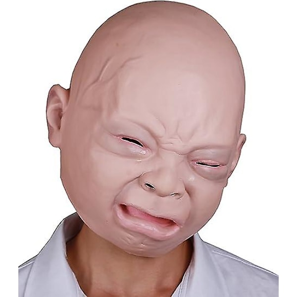 Halloween Kostumefest Baby Maske Fuld Hoved Til Voksne Latex Gråd Baby Maske[HK]