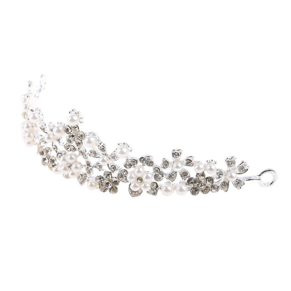 Kaunis morsiuskukka Prom Pearl Crown Tiara Naiset Häät Kauneuskilpailu Rhinestone D