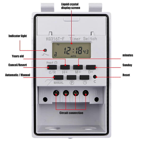 Industriel Vandtæt Timer Komponent 40A 110V Timer Controllere til Udendørs Belysning Kraftige Elektriske Systemer[HK] Multicolor