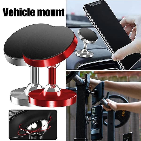 Telefonholder Magnetisk Dobbeltsidig 360 Grader Justerbart Feste [HK] Silver