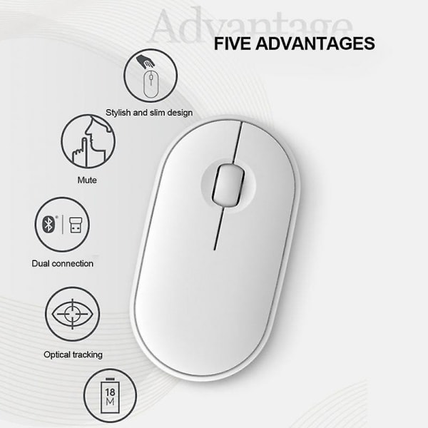 Ryra Pebble Mouse M350 Bluetooth-batteri Dual Mode Wireless Mouse Mute Mus Office[HK] 02 No battery