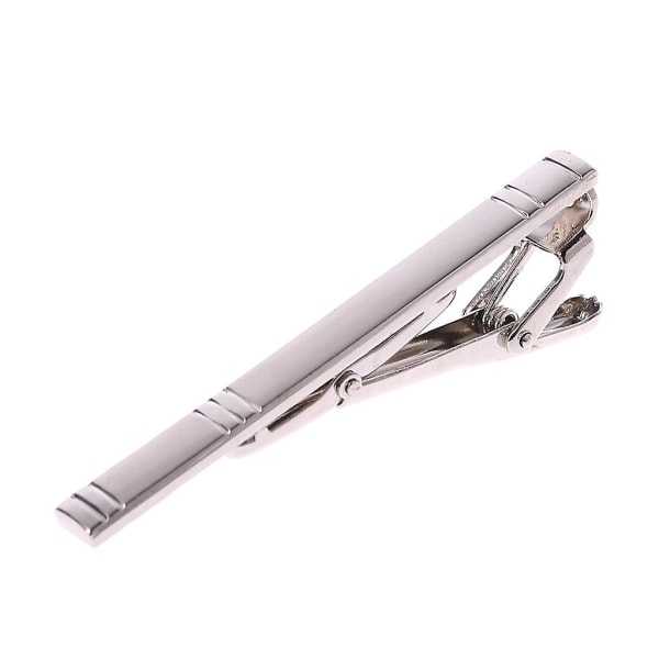 Ny elegant herre metall sølv tone enkel slips slips bar lås Clip Clamp Pin