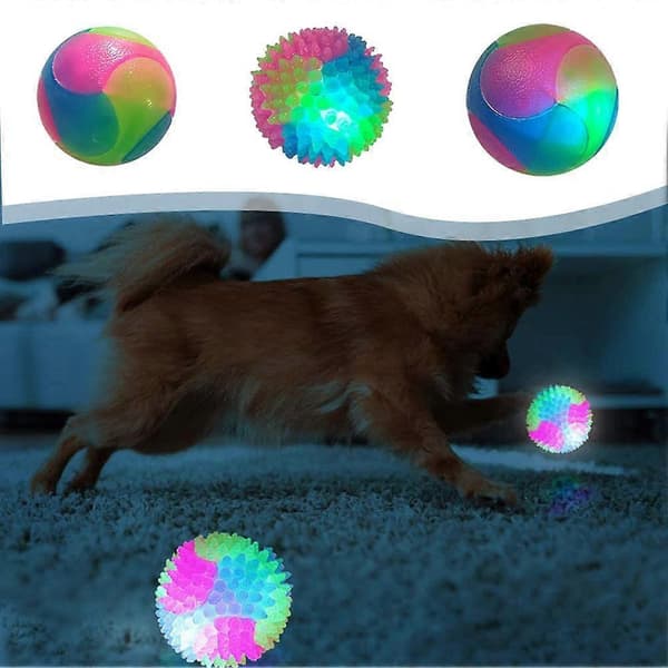 Lett Hundeball Blinkende Elastisk Ball Selvlysende Interaktive Leker✨/ M1N9[HK] A