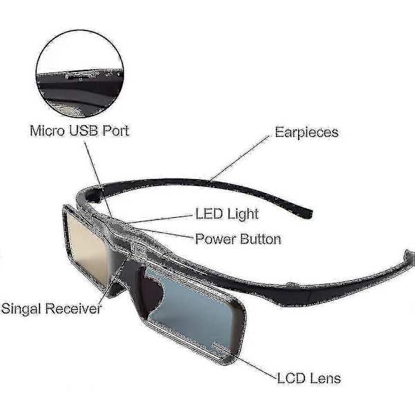 3D-lasit Aktiiviset suljin RF 3D-lasit Ladattavat Sopivat RF 3D TV:lle ja projektoreille RF[HK]