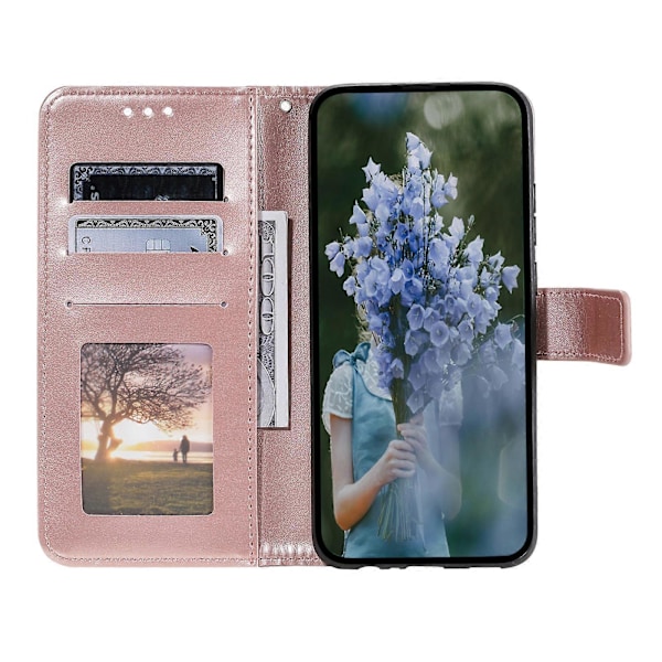 För Samsung Galaxy S25 Plus Skal Präglat Totem PU Läder Plånbok Ställ Telefonskydd [HK] Rose Gold