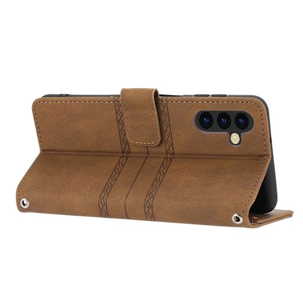 Präglat Läderfodral För Samsung Galaxy A34 5G[HK] Brown