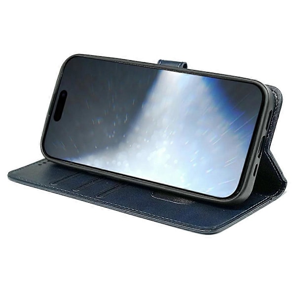 För iPhone 16 Fodral Kalvtextur Läder Ställ Bokstil Telefonskal [HK] Style D Multicolor