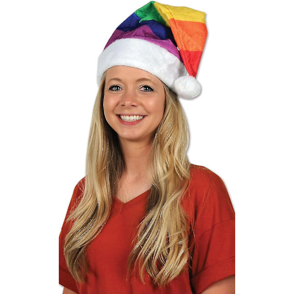 Unisex Pludset Juletræshue C Festlige Festartikler, Juletema Nyhedshovedbeklædning, Forklædning[HK] Rainbow Santa