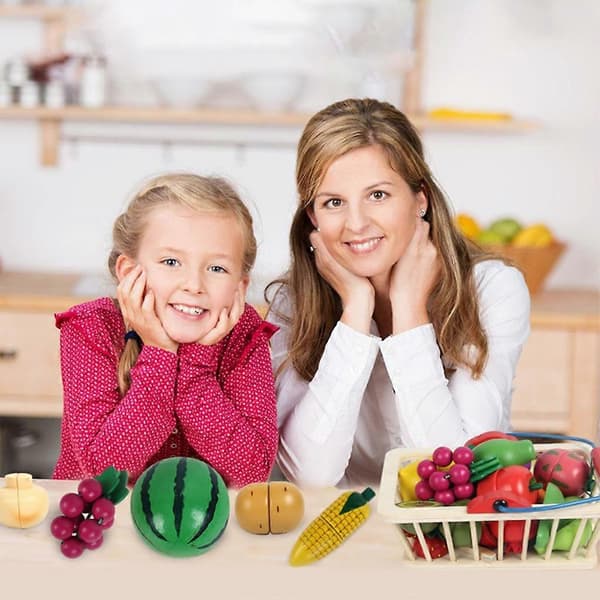 1 set småbarnsrollspel leksak träfrukter modell grönsaker leksak för att skära [HK] Vegetable