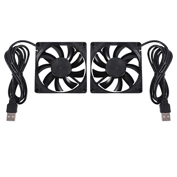 80mm 5V USB Blæser - 2 Pak 8cm 8015 Børsteløs DC Køleblæser til PC Computer Router Kabinet Køler[HK] Black