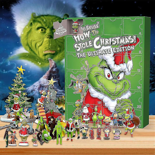 Grinch Julekalenderfigurer Statuer Legetøjs Sæt 2024 24 Dage Jule Nedtællingskalendere Børnegaver [HK]